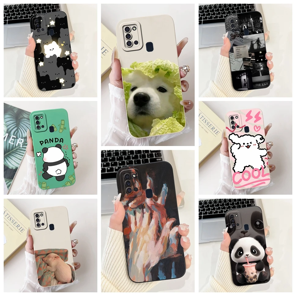 For Samsung A21s Case Fashion Cute Panda Gog Shockproof Silicone Cover For Samsung Galaxy A21s Phone Case A217F Bumper