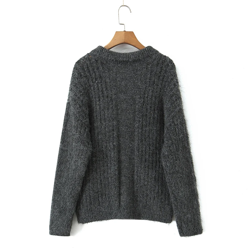 Yenkye 2025 pulôveres femininos simples e preguiçosos de malha casual manga comprida gola lapela outono inverno suéter solto
