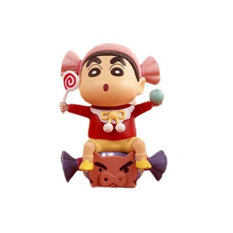 Figurines d'action Anime pour enfants, Crayon Shin-Chan, ornements de voiture au beurre Kawaii, modèle de collection, cadeau pour enfants, 6 pièces