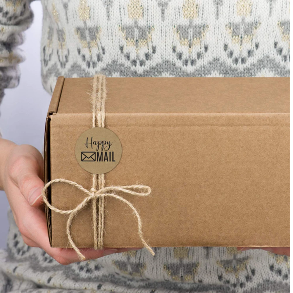 

Kraft Paper Stickers Self-adhesive DIY Wrapping Gift Round Baking Packing Label