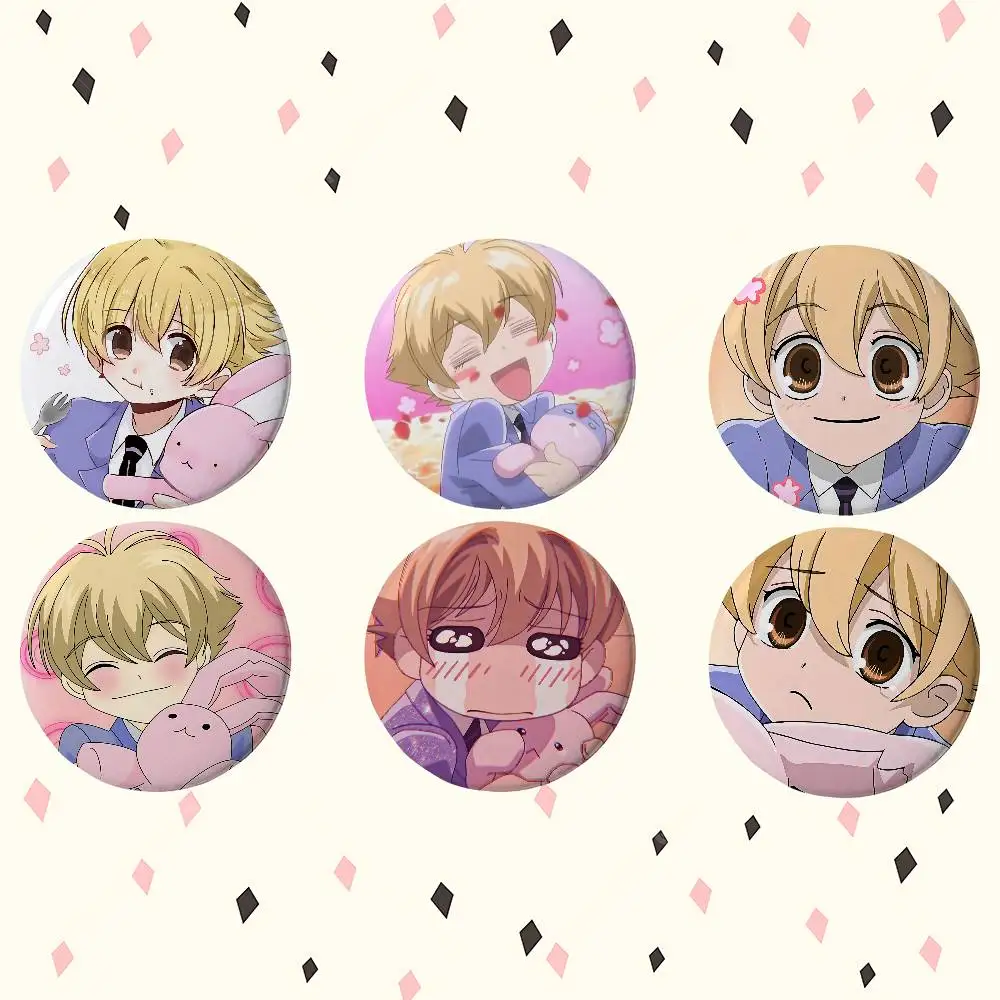Anime Mitsukuni Haninozuka Premium Tinplate Round Lapel Pins: Cute Badge Brooches For Shoulder Bag Accessories, Souvenir Gifts