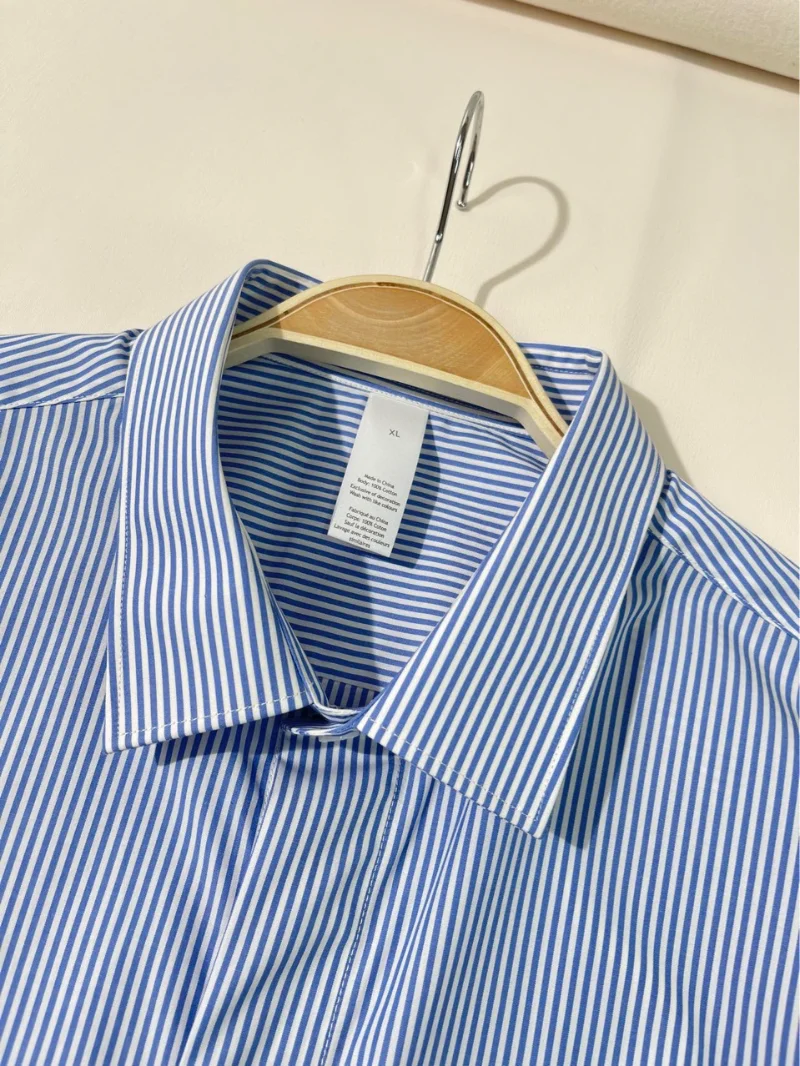 Zomer Nieuw Heren Krijtstreep Franse Kraag Casual Shirt