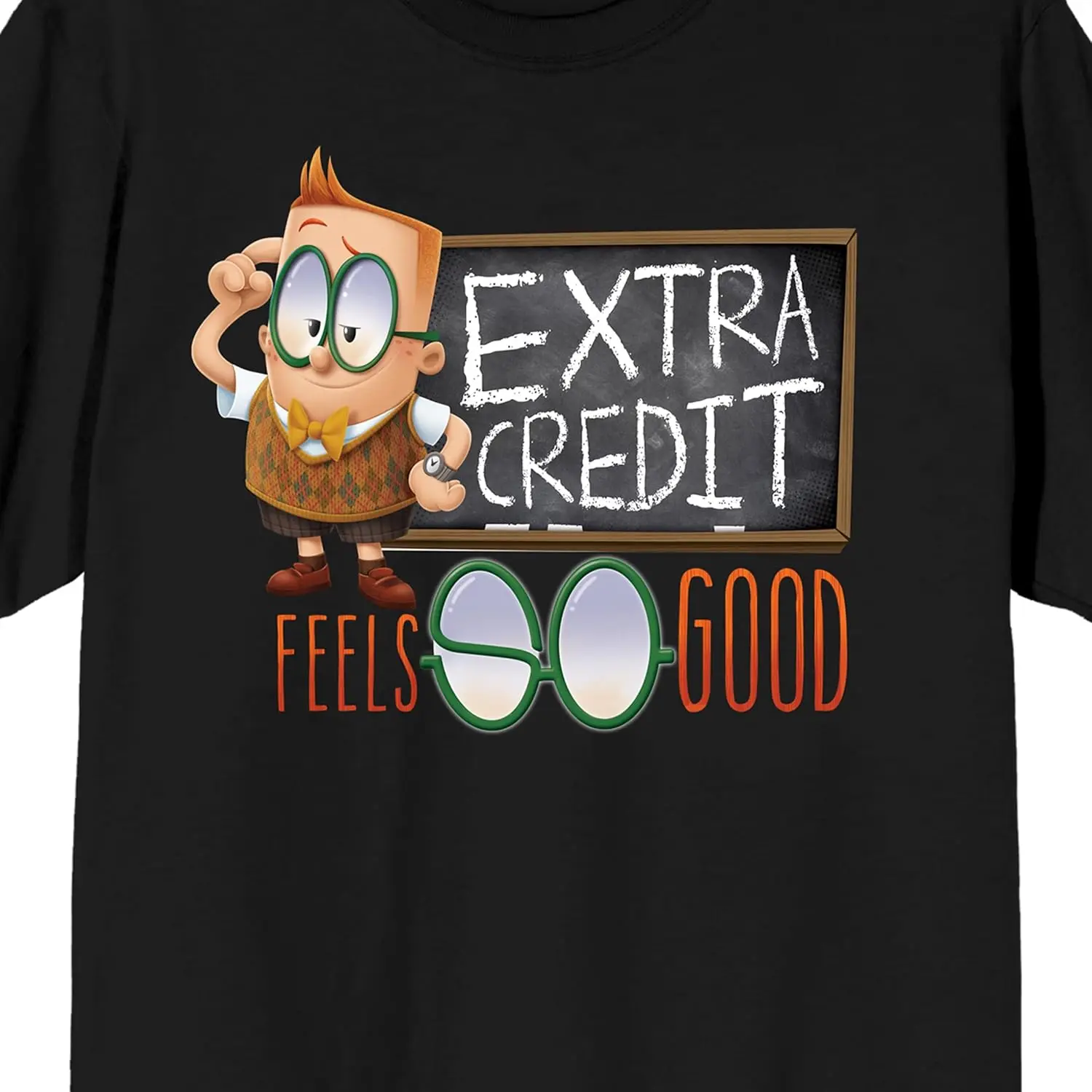 Bioworld Captain Underpants Extra Credit Feels Good Crew Neck Short Sleeve Men's Black T-Shirt