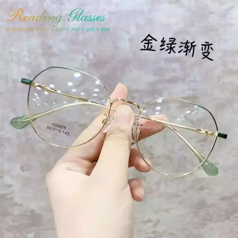 1PC Retro Metal Reading Glasses Women Gradient Presbyopic Eyeglasses Myopia Glasses Diopter -0.5 -1.0 To -4.0