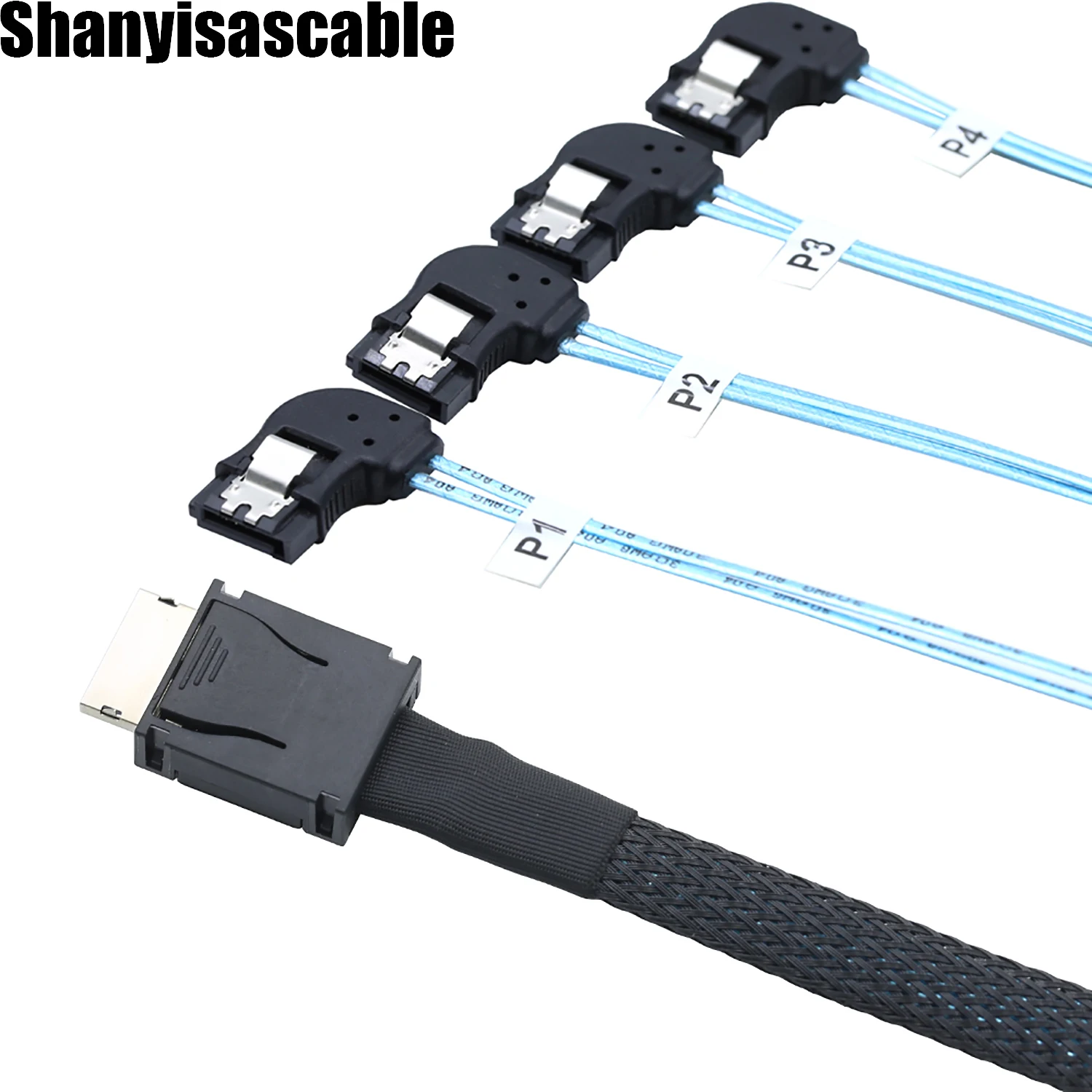 0.5M OCuLink SFF-8611 PCI-Express Oculink 4X STR to 4X SATA 7Pin female left angle bend Target/Backplane for SSD Data