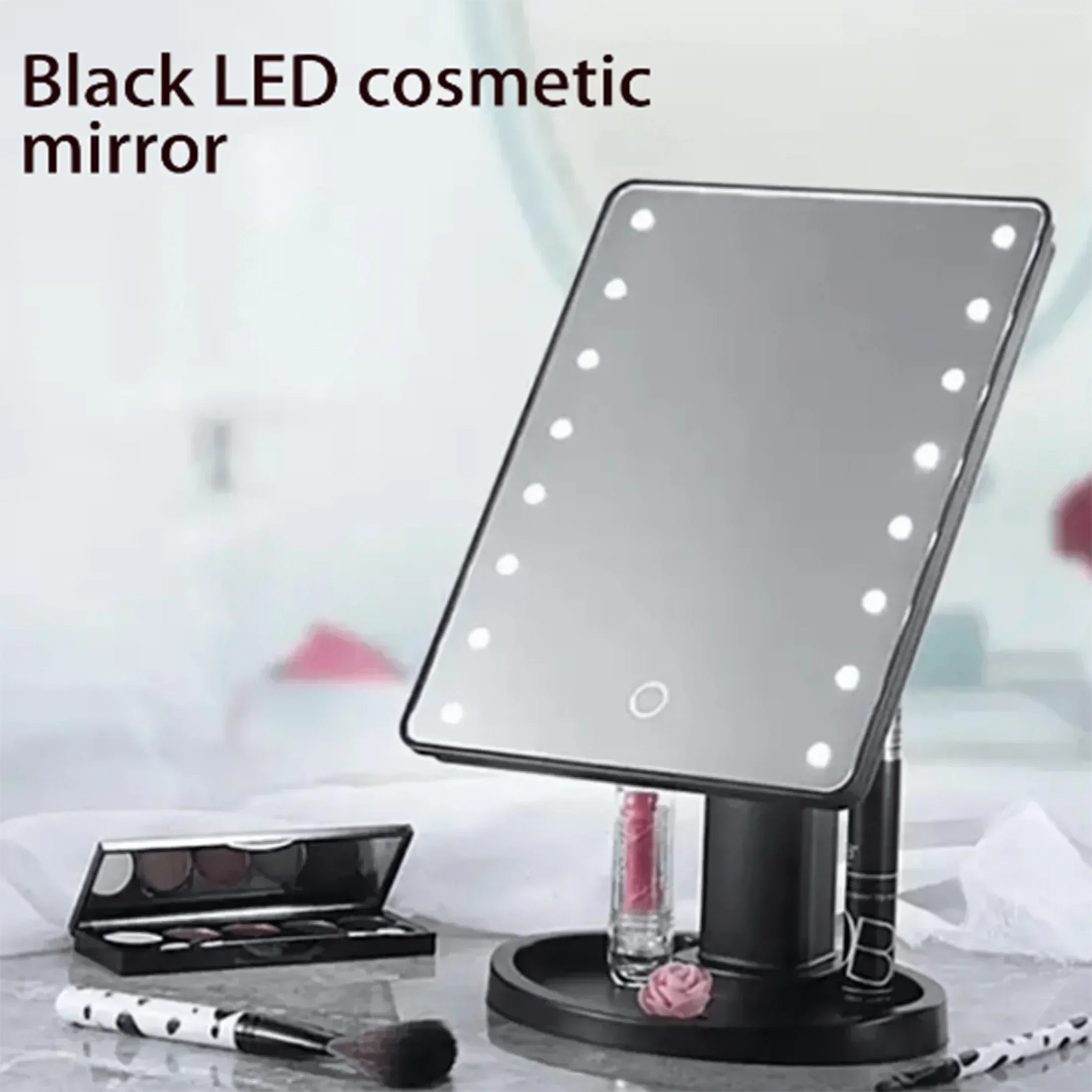 LED Makeup Mirror with Light, Desktop Mirror Surface RotatableMakeup Mirror Light BrightnessAdjustable Cosmetic Light Up Mirror