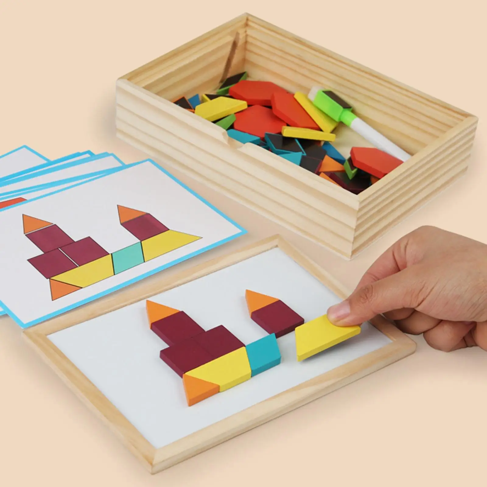 Houten Patroon Blokken Set Challenge Iq Speelgoed Montessori Vorm Patroon Speelgoed Voor Jongens Meisjes Kind 3 4 5 6 Kinderen Dag Cadeau