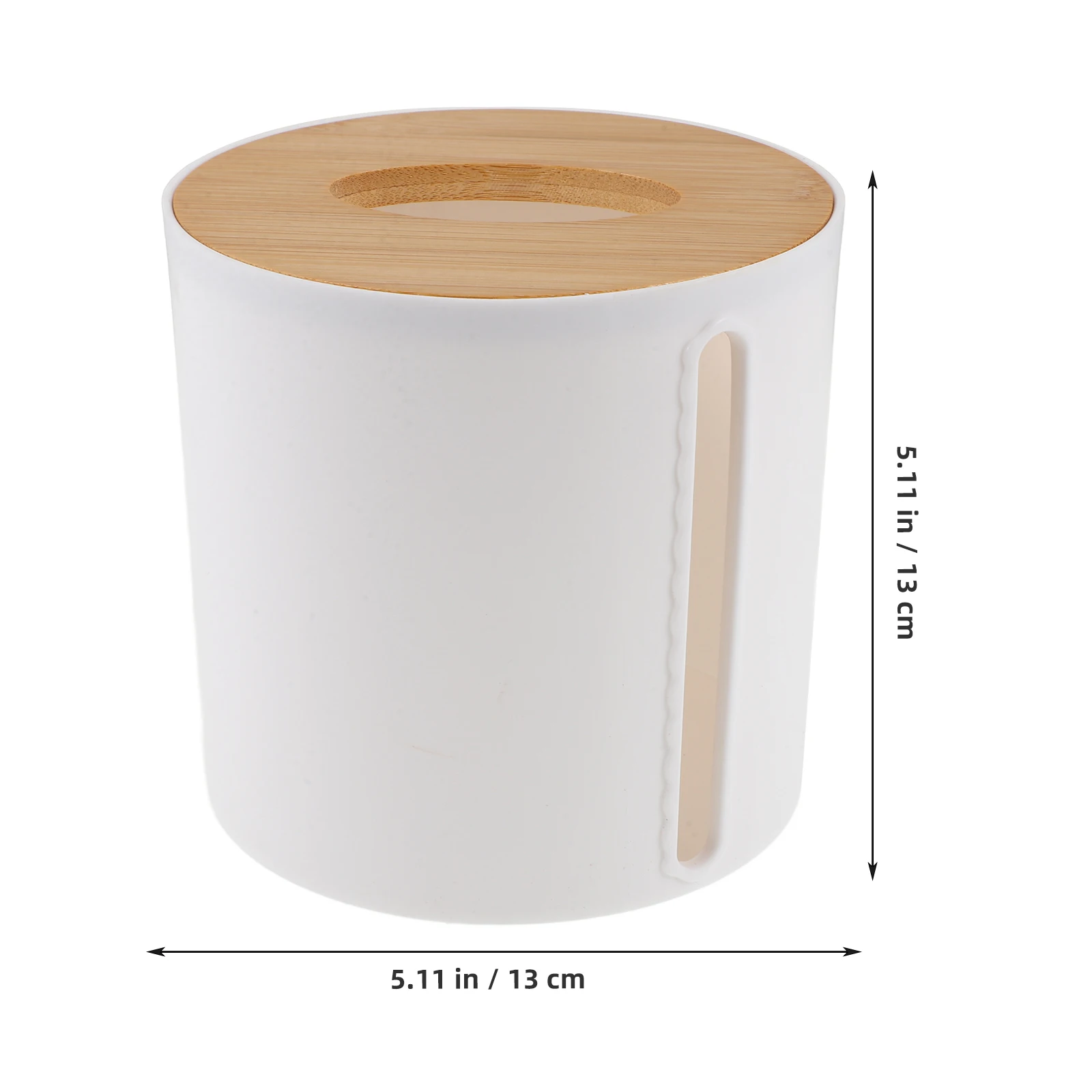 

Round Bamboo Wood Cover Kitchen Bathroom Roll Paper Storage Box White Compact Stable Tissue Dispenser Holder Organizer Box