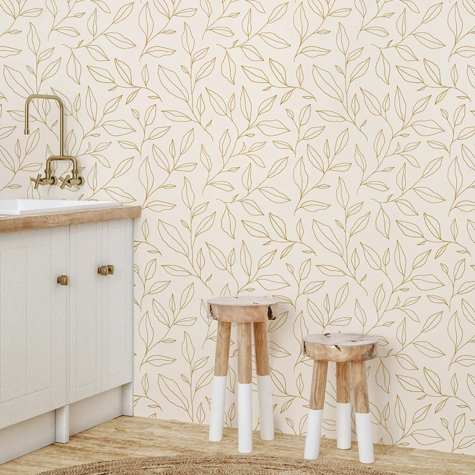 

1/2 pcs Boho Leaves flower Plants Texture Wallpaper Child Room Wall Art Decal Cabinet Study Bedroom Living Home Decor Waterproof