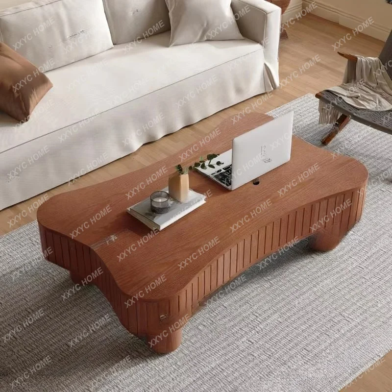 XX" Lift Top Coffee Table for Living Room - Fluted Panel, Hidden Storage, Silent Hydraulic Lift, Curved Safety Corners