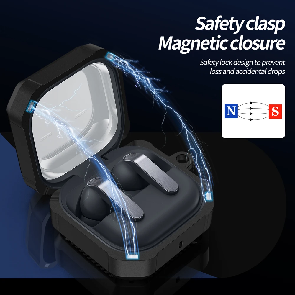 Earbuds Case For Samsung Galaxy Buds 4 / Buds 4 Pro Earphone Protection Cover With Magnetic Closure Safety Buckle Keychain Coque