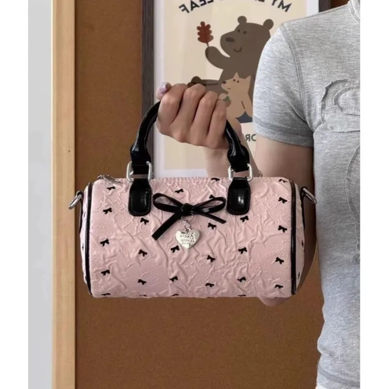 

JIAERDI милая розовая сумка-мессенджер с бантом, женский кошелек, универсальная сумка Boston с ручкой Y2k, женские повседневные сумки через плечо, эстетические