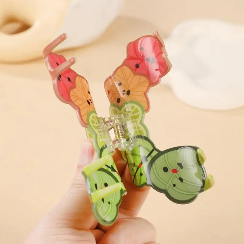 1개 단위 나뭇잎 스플라이싱 컬러 헤어핀 신상 귀여운 대형 아크릴 헤어 클립 여성용 샤크 클립 원 워드 앞머리 클립 헤어 액세서리