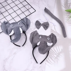 Kids Plush Children Elephant Ears Headband Animal Tie Tail Gift Birthday Party Cosplay Costume Prop