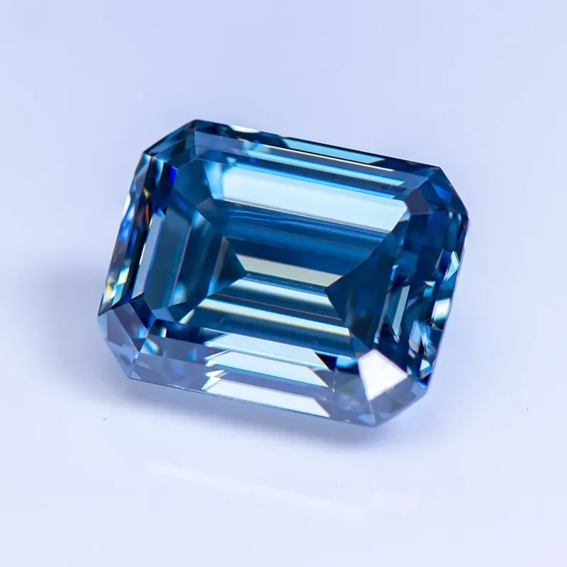 Moissanit-Stein, Smaragdschliff, natürliche königsblaue Farbe, Edelstein für DIY-Ringe, Halsketten und Ohrringe, Hauptmaterialien mit Zertifikat – Detail 2