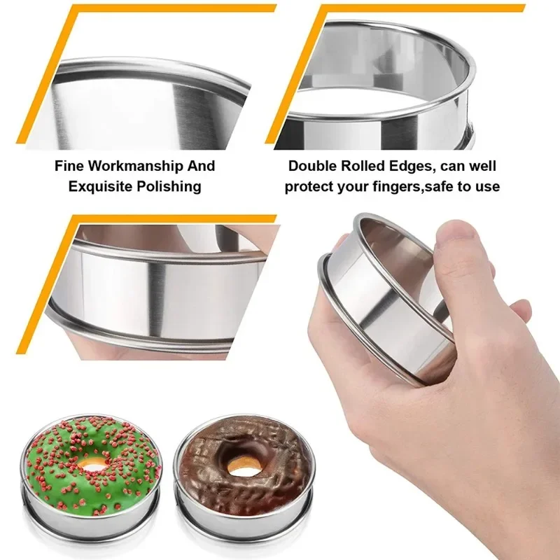 Stainless Steel Circular Biscuit Mold Mousse Circle Circular Chiffon Cake Mold Double Rolled Edge Cake Tart Ring Mold