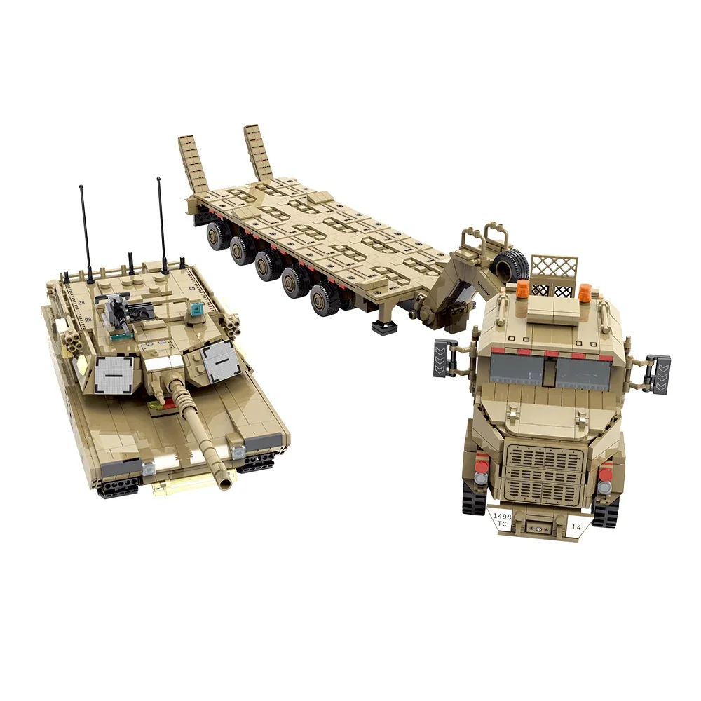 第二次世界大戦 M1070 装甲車両 組み立てブロックセット、5体のフィギュア付き コレクタブル テクニック戦車モデルキット 大人・子供向けギフト 3580ピース