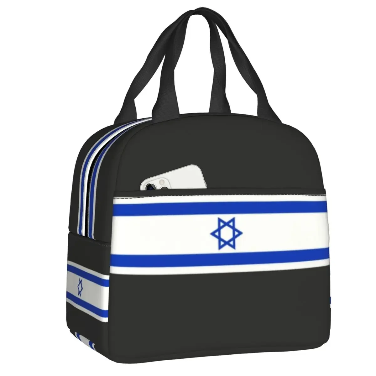 Custom Israel Stripe Flag Insulated Lunch Tote Bag for Women Patriotic Resuable Thermal Cooler Food Lunch Box School