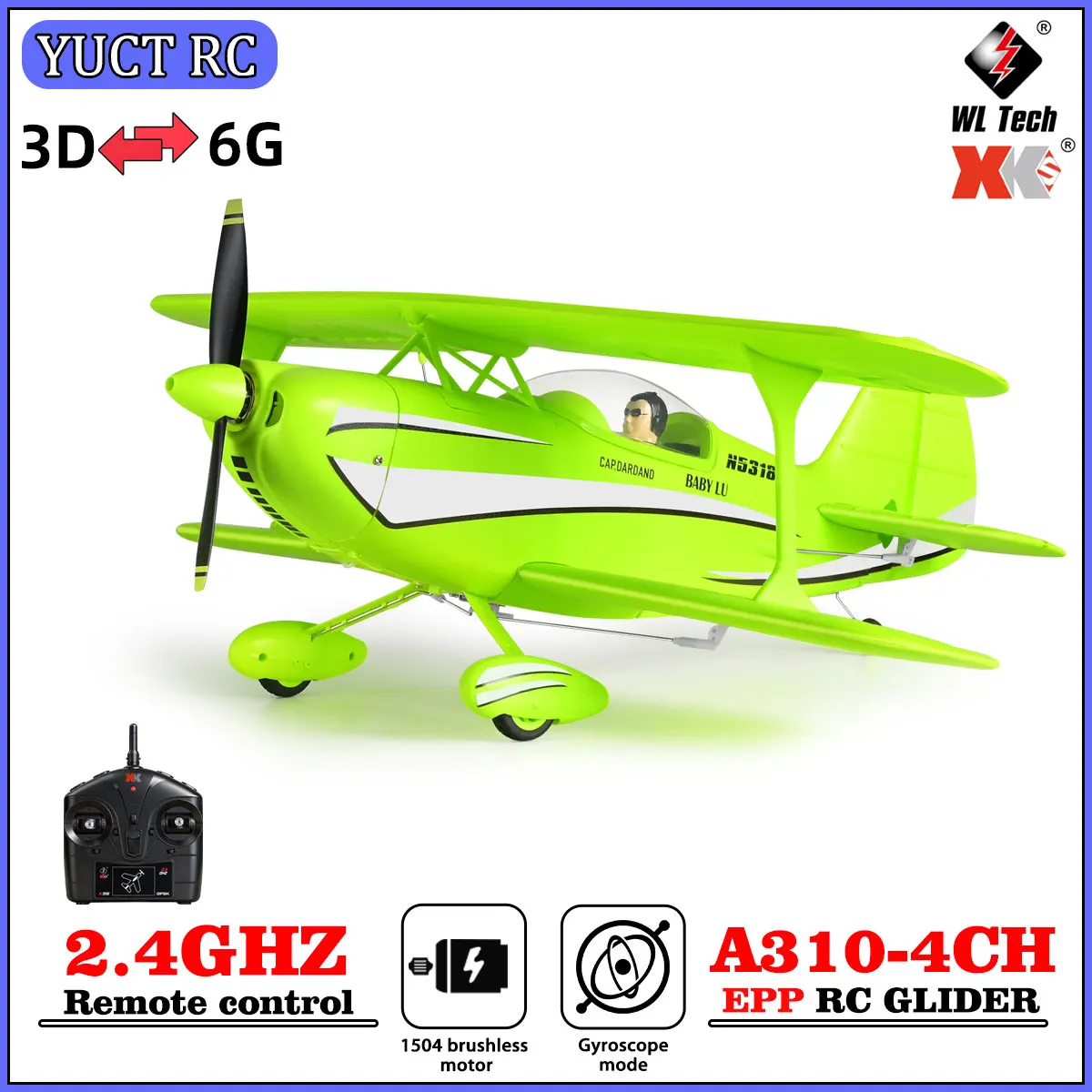 WLtoys XK A310 Christen Eagle II 2.4GHz 4CH Brushless 3D/6G Gyro Fixed Wing Biplane Aerobatic RTF Warbird for Kids