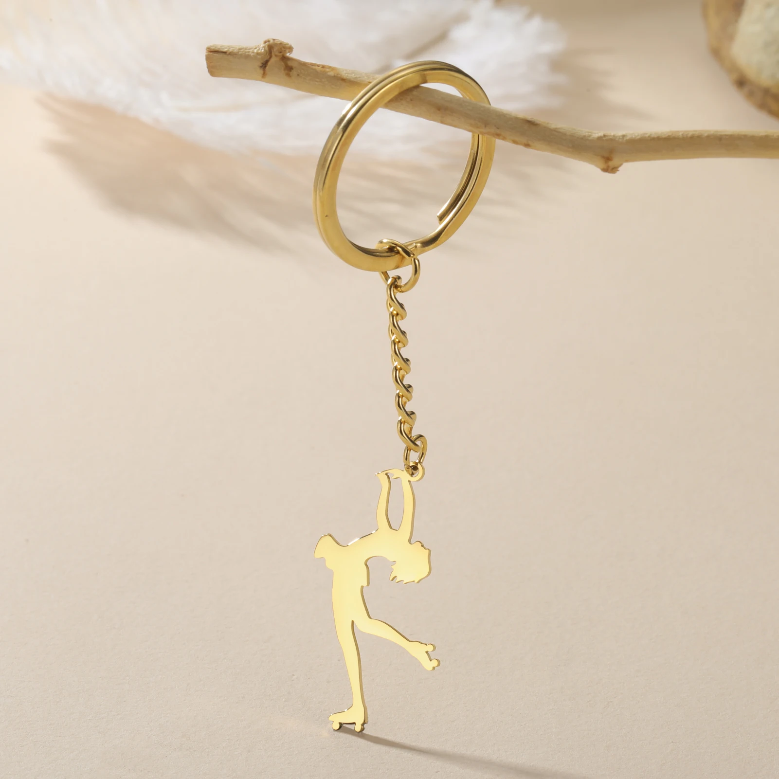 COOLTIME Eiskunstläufer Schlüsselanhänger Edelstahl Rollschuh-Sport Anhänger Schlüsselring Schmuck Geschenk Trend – Detail 18