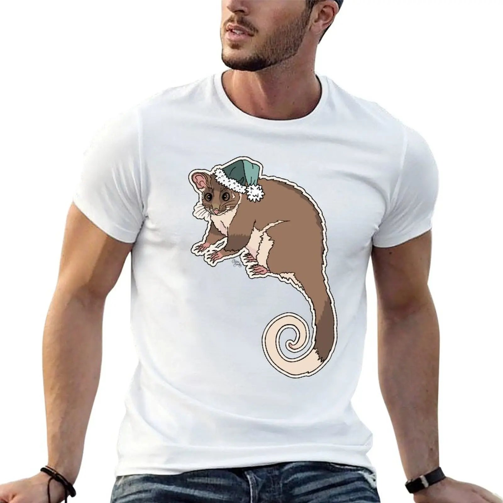 Christmas Possum Green Hat T-Shirt quick drying oversized graphic tee outfits for men