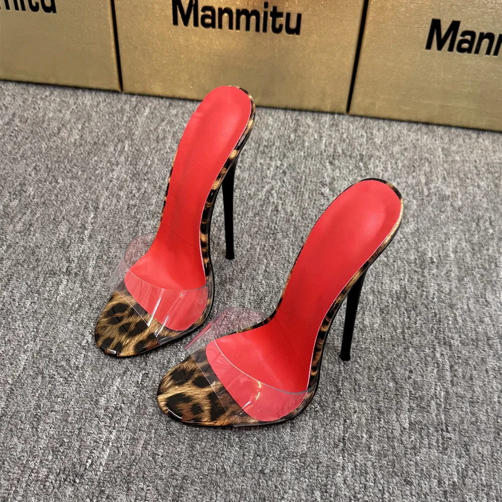 16-14cm-high-heels-slidestransparent-pvc-leopard-slippersunisex-patrty-summer-shoesround-toebluekhakicustomized-colors