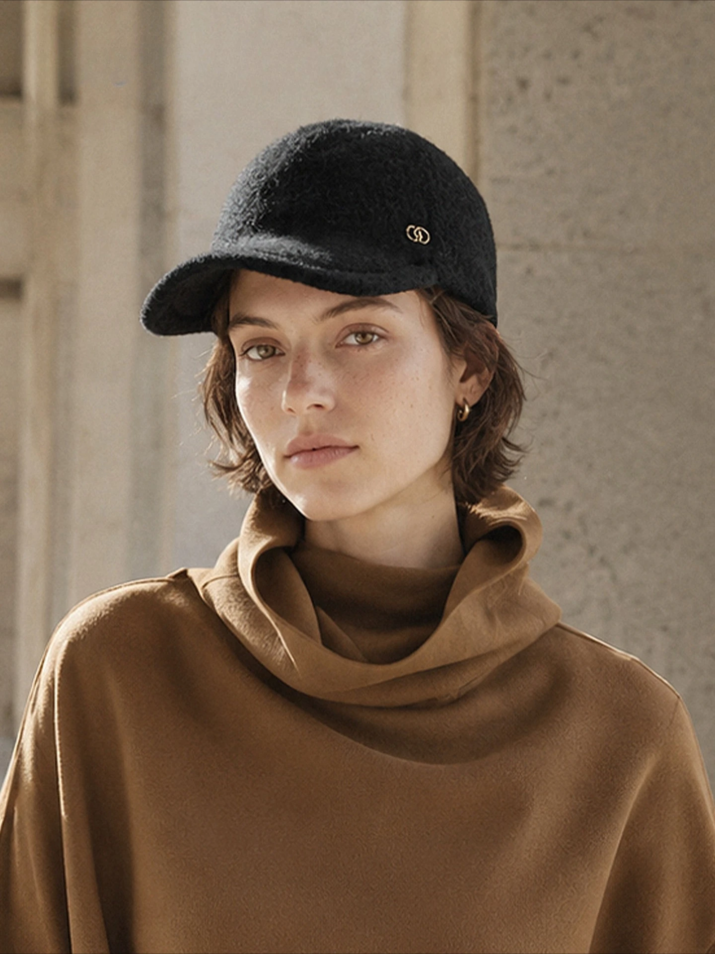 USPOP Women's Soft Knitted Cap Short Brim Warm Winter Hat Vintage Equestrian Riding Style Casual Cap