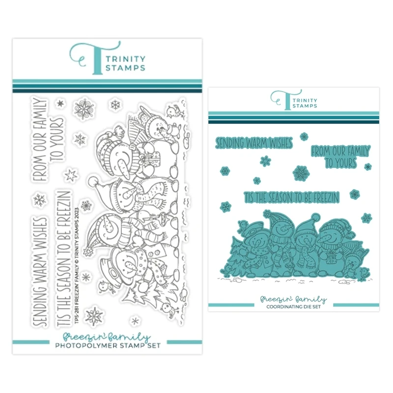 

New Christmas Freezin' Family Metal Cutting Dies Scrapbooking For Paper Making Embossing Frame Card Clear Stamps Set