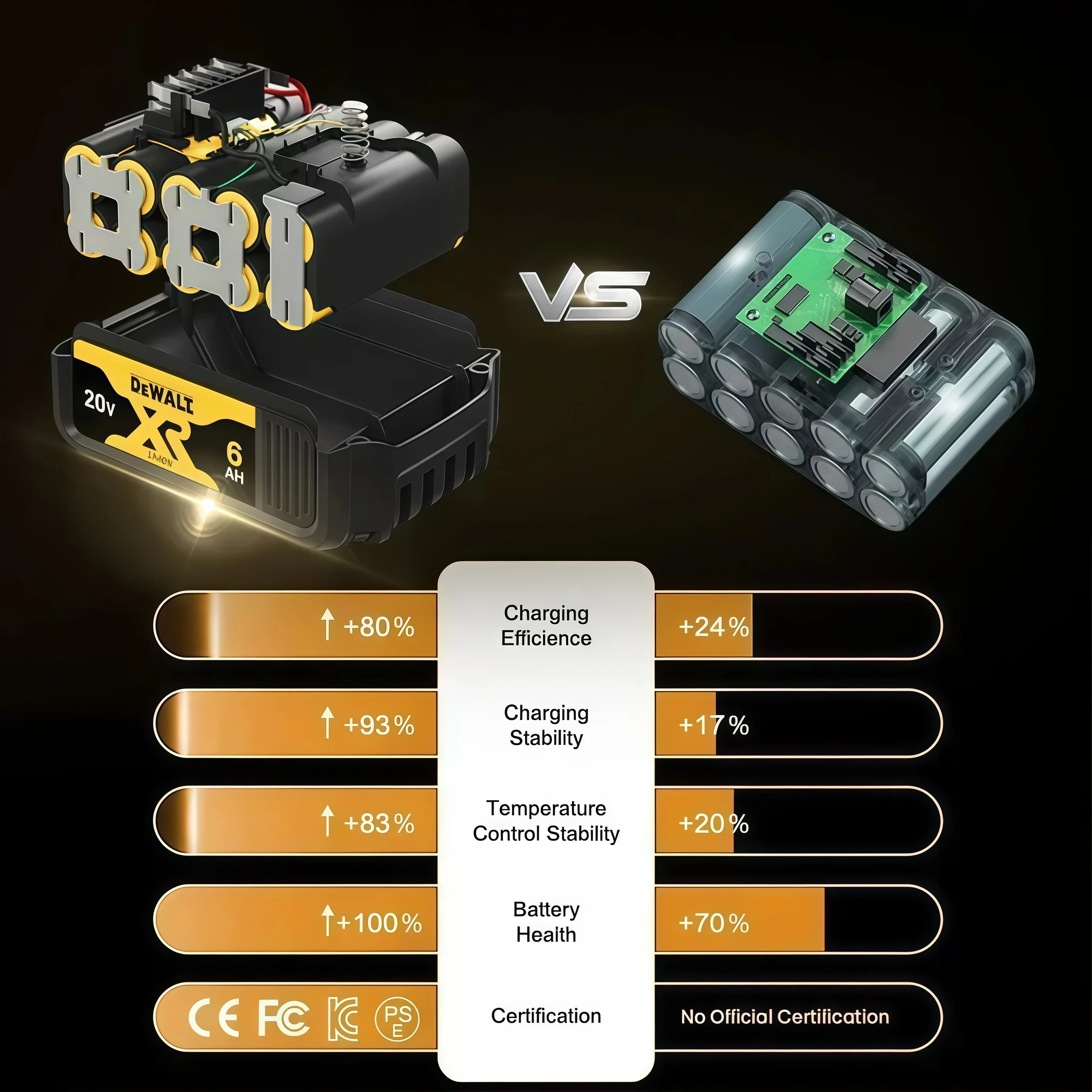 Dewalt 100% originální dobíjecí baterie DEWALT 20V 6,0Ah DCB200 DCB201 DCB206 20V 6AH. Pro baterie Dewalt 20V. - náhled 4