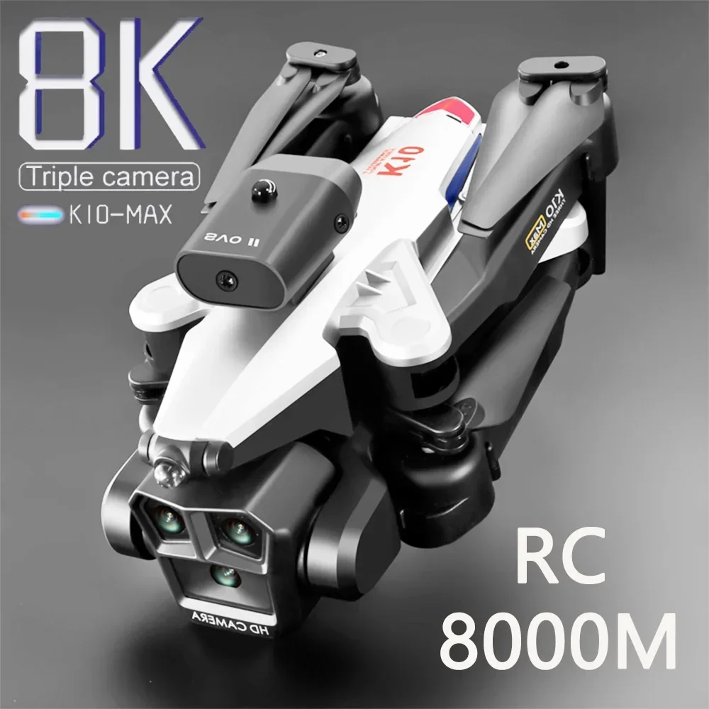 New K10 MAX Drone 8K HD Three Camera Obstacle Avoid Optical Flow Professional Aerial Photography Foldable Quadcopte Toy