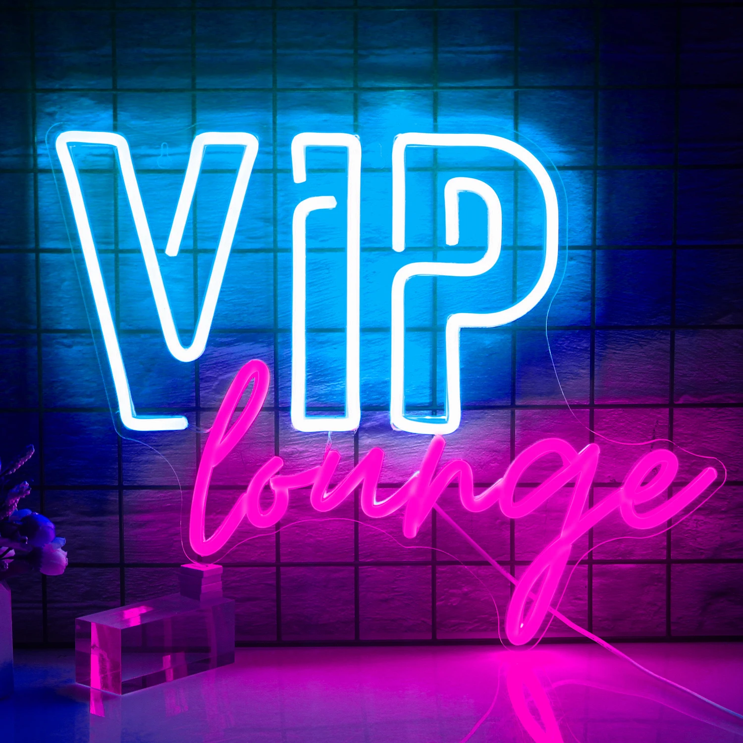 Imagem -06 - Led Neon Signs Wall Lamp Hanging Aesthetic Room Decoration Vip Lounge Party Bar Hotel Convidados Membros Sign Lights Pink Blue