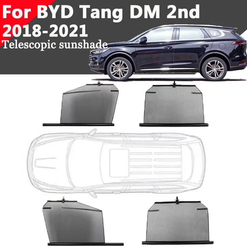 For BYD Tang DM 2nd 2018-2021 Car Telescopic Sunshade Side Window Curtain Sun UV Protection Retractable Visor Auto Accessories