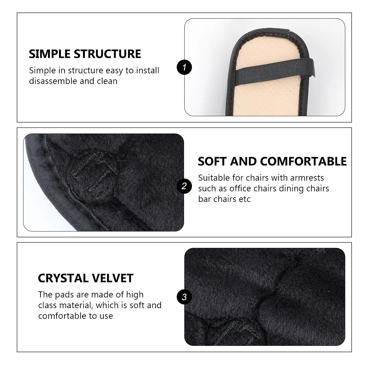 Chair Arm Pad Handle Covers Computer Rest Sleeves Recliner Office Armrest for Elastic Band Gaming