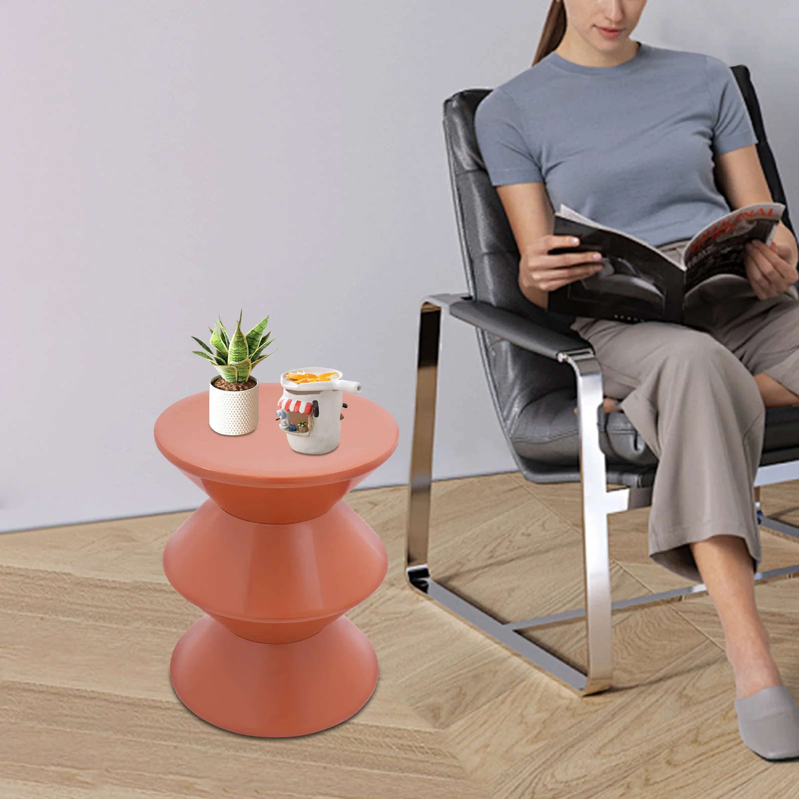 

Side Table PET Round Modern Sofa Side Table, Floor Standing End Table