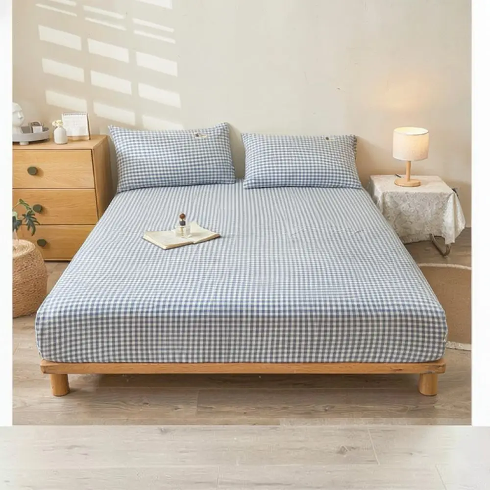 Nordic Style Pure Cotton Fitted Sheet Mattress Protector Cover Elastic Soft Breathable For Niumoumou Bed Mattress