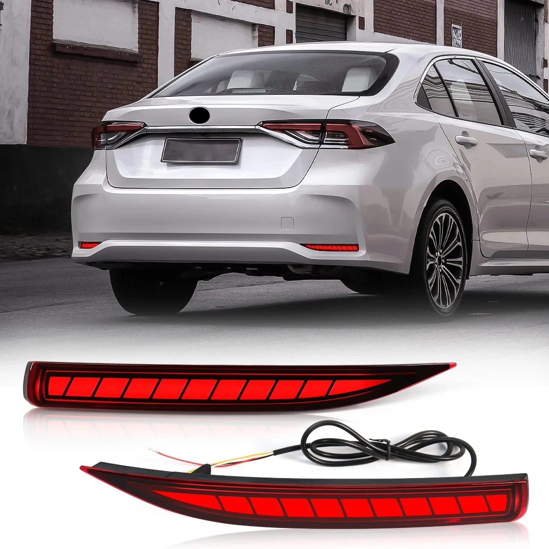 

1Pair LED Rear Bumper Reflector Light For Toyota Corolla Altis 2019 - 2023 Warn Brake Dynamic Turn Signal Fog Lights Rear