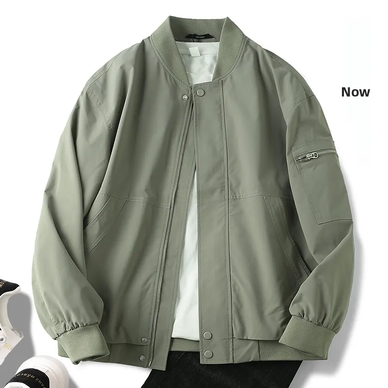 

Японская ретро-куртка-пилот свободного кроя с бейсбольным воротником для мужчин, осенняя модная верхняя одежда, приталенный крой, длинный рукав, городской стиль