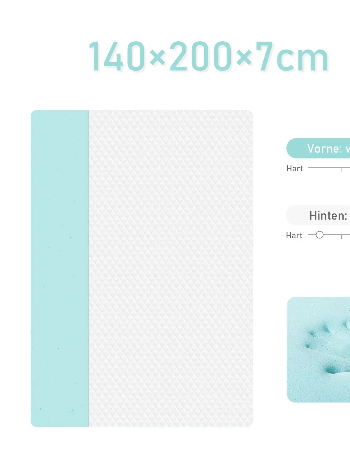 Matratzen Topper 140x200 cm 7 cm Memoryschaum H2- H3 abnehmbarer Bezug