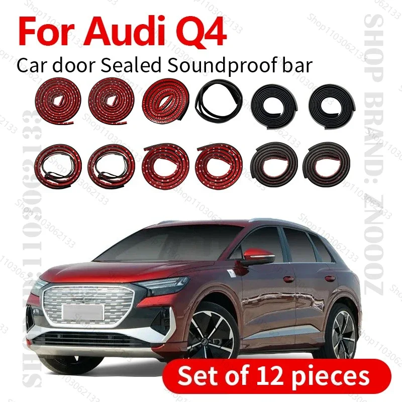 Car Door Seal Strip Rubber Double Layer Sealing Protector Soundproof Strip Dustproof Seal Strip 12PCS Set For 2019-2025 Audi Q4