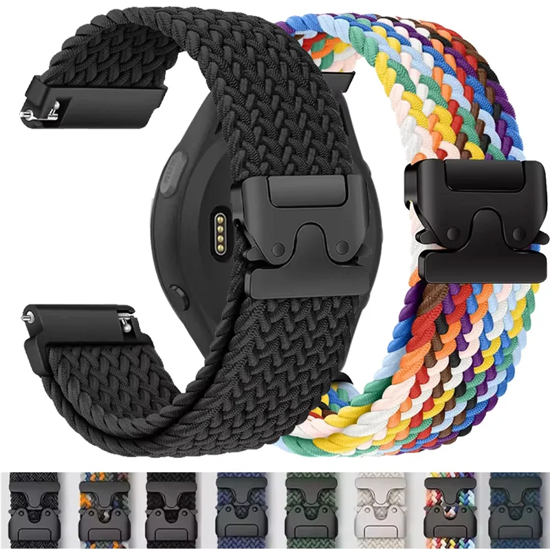 حزام نايلون مضفر للغارمين Forerunner 965 265 165 55 255 موسيقى المظلة مشبك حزام الساعات Garmin Venu 3 Active 5 ملحقات