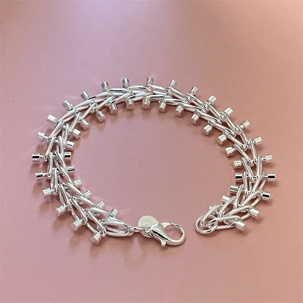 New popular 925 Sterling Silver luxury Fishbone Chain Bracelets for men women Party Gift designer jewelry Anniversary gifts