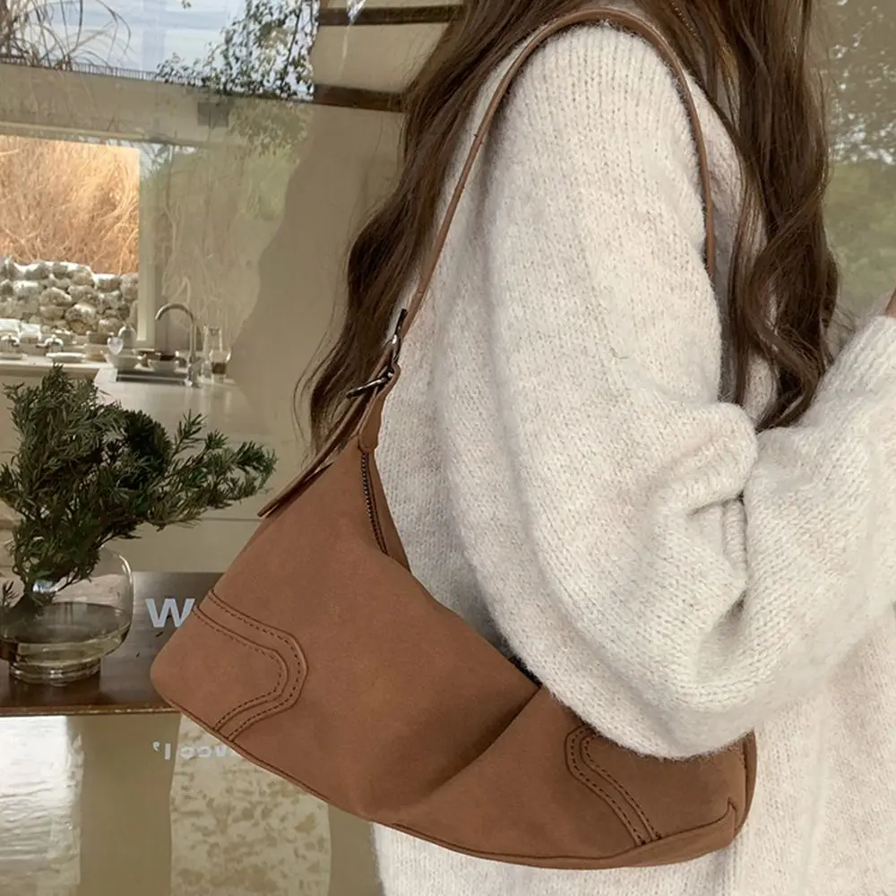 

Portable Matte Retro Shoulder Bag Solid Color Frosted Texture Women's Crossbody Bag Soft Versatile Wear Simple Handbag Outdoor