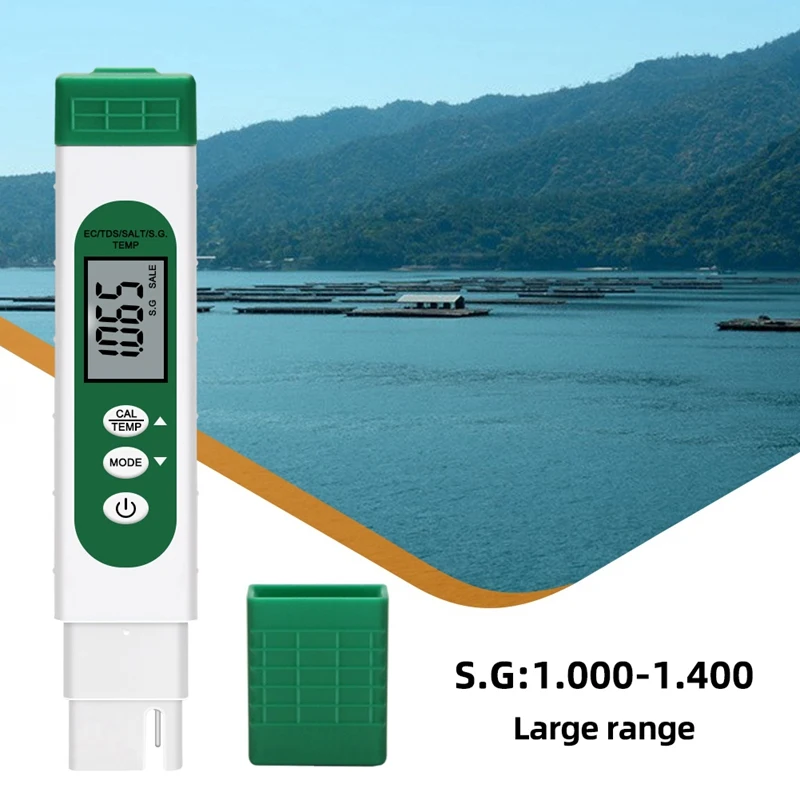 Digital EC/TDS/SALT/S.G./Temperature Meter 5 In 1 Water Quality Purity Conductivity Tester For Aquarium