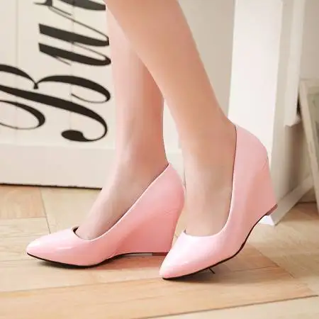 Fashion Sweet Women Pumps High Heels Shoes 8CM Wedges Shallow Spring Increased Internal Work party Platform Casual Solid 2024