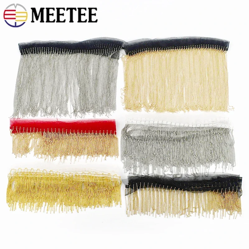 1/2Yards 3/6/9/14cm Metal Beaded Tassel Fringe Trim Lace Ribbon Bead Fringes Mesh Fabric Bag Clothes Decor Laces DIY Accessories