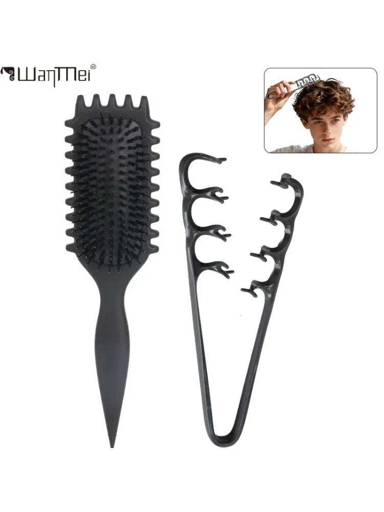 Pluizige Haarkam voor Mannen Volumizing Grove Kam Antistatische Curling Styling voor Alle Haartypes Creëren Textuur Kapsels - afbeelding 2