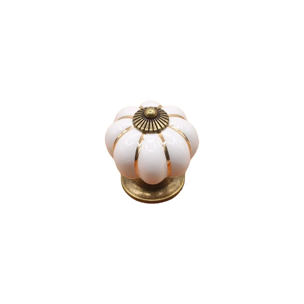 Vintage Pumpkin Shape Cabinet Handles Colorful Round Shape Drawer Pulls Single Hole Decorative Door Knobs Furniture Doors