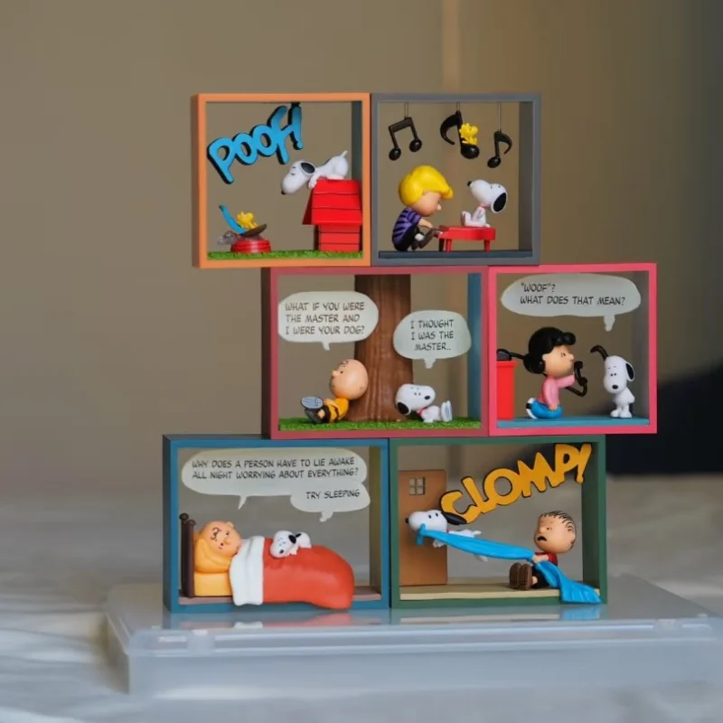 

Re-Ment Snoopy Comic Cube Collection Happy Hour Ornament 1-6 Box Miniature Dolls Blind Box Anime Action Figure Pvc Toys Gifts