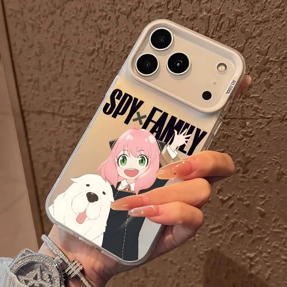 حافظة هاتف لهاتف آيفون 17 16 15 14 13 12 11 برو ماكس أسود أرجواني غير لامع ليزر معدني أورورا فوندا أنيمي جاسوس F-فاميلي أنيا