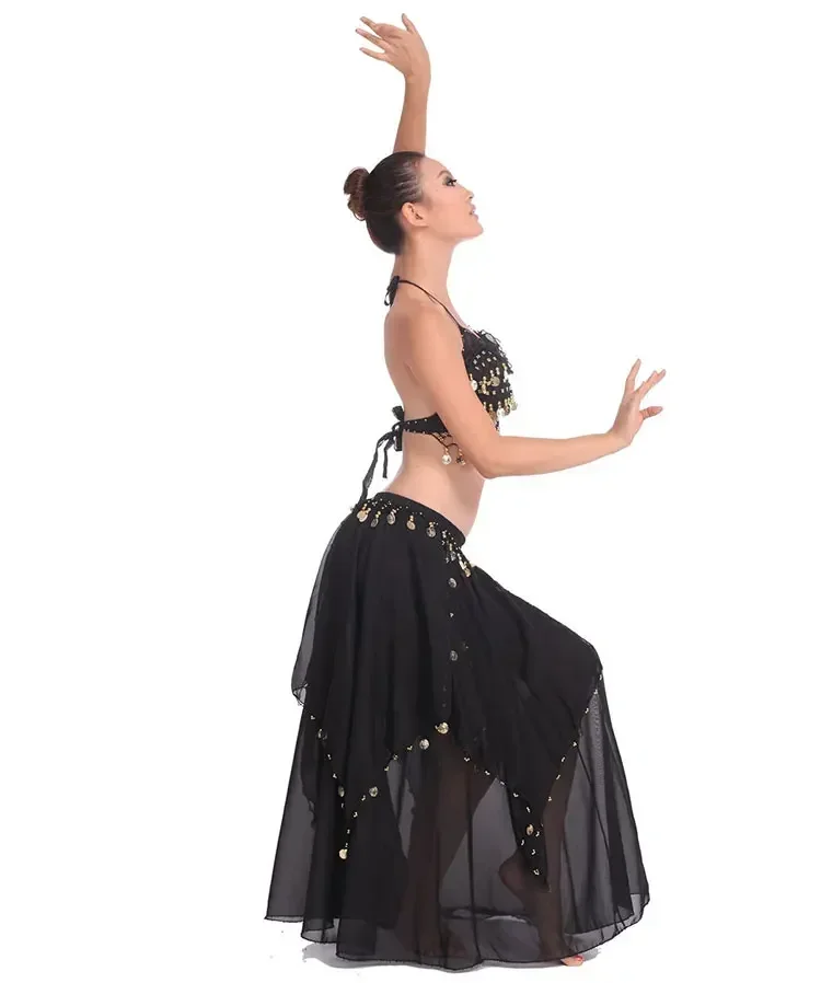 Taniec brzucha występ na scenie orientalny taniec brzucha ubrania 2-częściowy garnitur najlepsza koszula + spódnica zestaw kostiumów do tańca brzucha biały